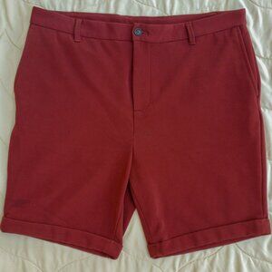 Zara shorts tailored cuffed silk-like preppy maroon brick dark red 34 waist